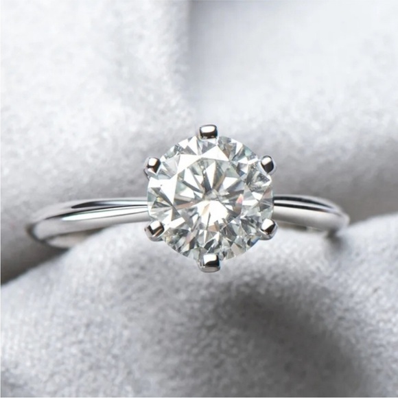Certified 1ct Solitaire Moissanite Engagement Wedding Ring NEW - Picture 6 of 13